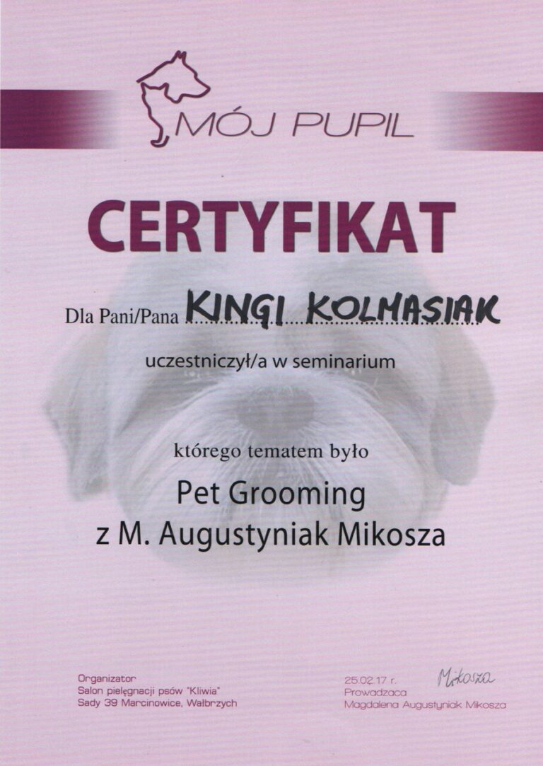 certyfikaty groomer Kinga Kolmasiak Pacos Kingdom Będzin (10)_Easy-Resize.com