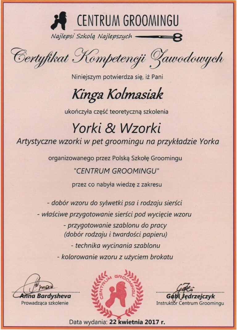 certyfikaty groomer Kinga Kolmasiak Pacos Kingdom Będzin (13)_Easy-Resize.com