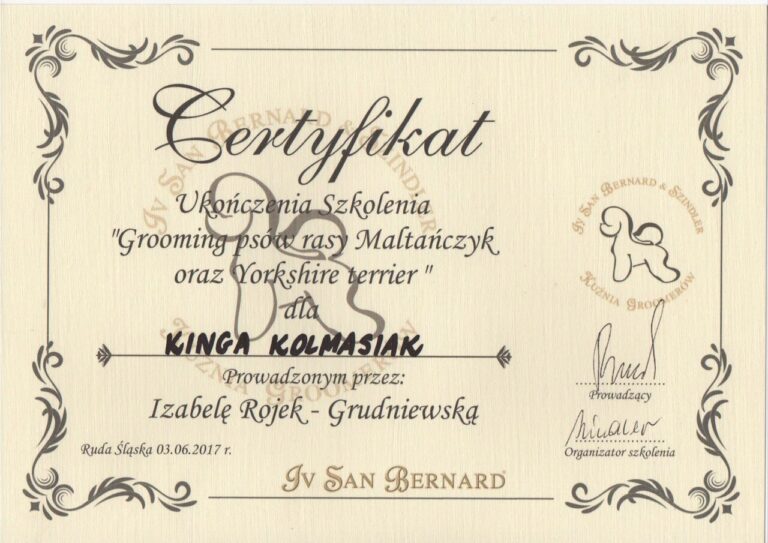 certyfikaty groomer Kinga Kolmasiak Pacos Kingdom Będzin (14)_Easy-Resize.com