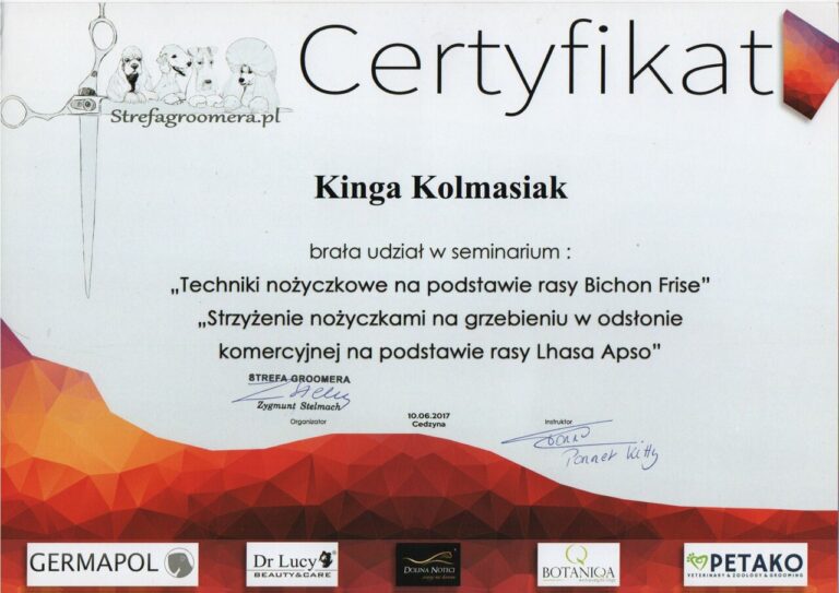 certyfikaty groomer Kinga Kolmasiak Pacos Kingdom Będzin (18)_Easy-Resize.com