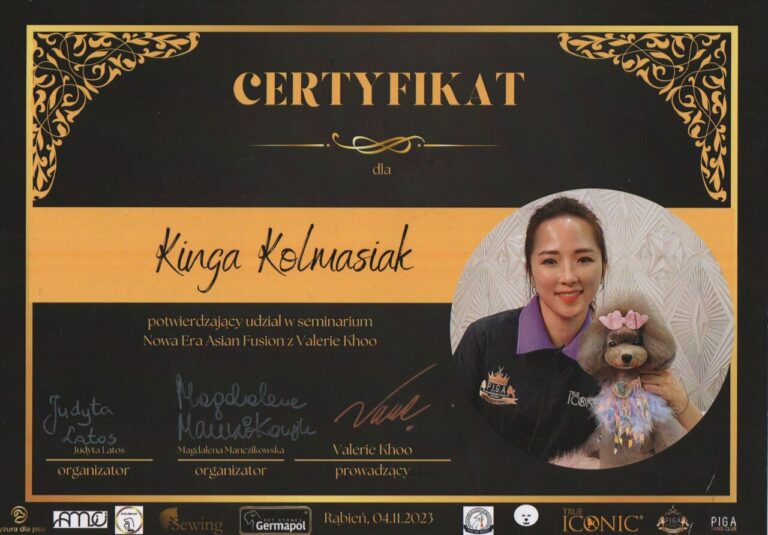certyfikaty groomer Kinga Kolmasiak Pacos Kingdom Będzin (27)_Easy-Resize.com