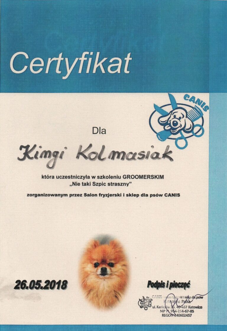 certyfikaty groomer Kinga Kolmasiak Pacos Kingdom Będzin (4)_Easy-Resize.com