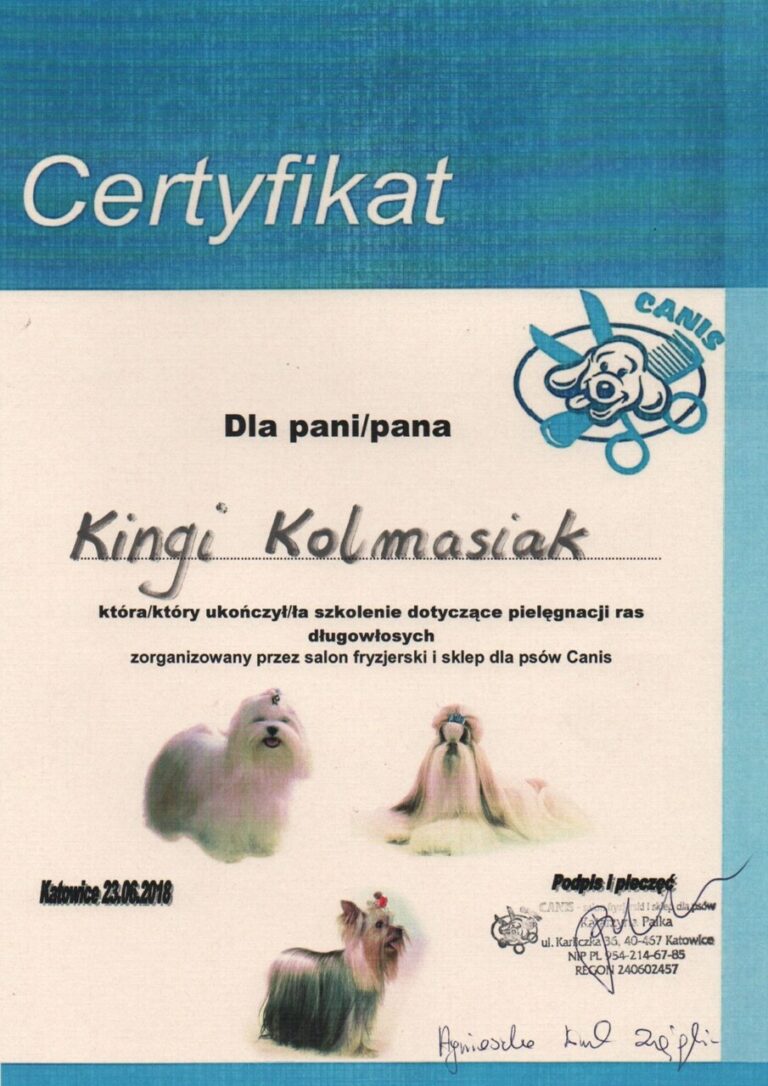 certyfikaty groomer Kinga Kolmasiak Pacos Kingdom Będzin (7)_Easy-Resize.com
